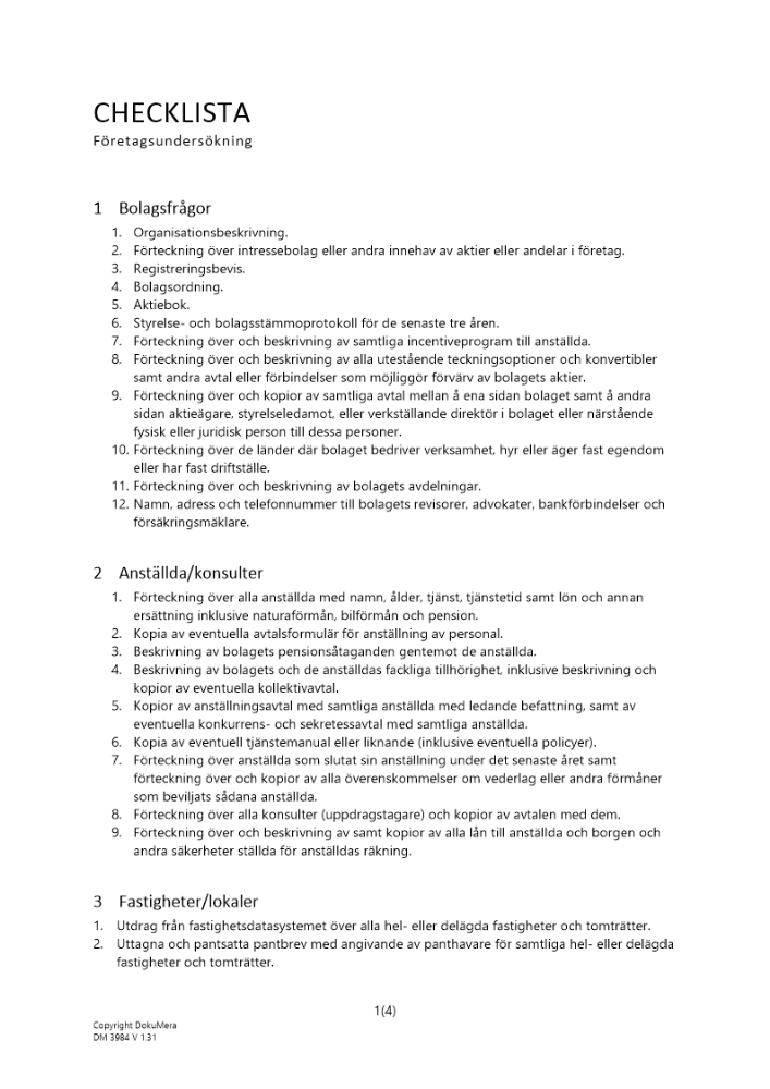 Checklista - Företagsundersökning _Due Diligence_