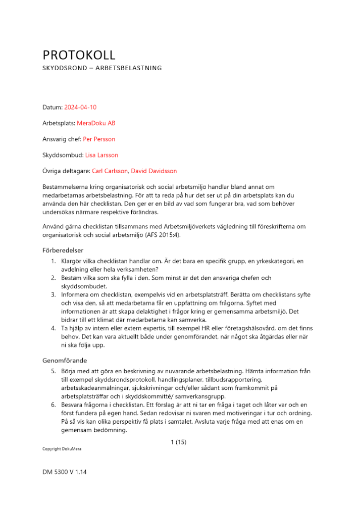 Protokoll skyddsrond arbetsbelastning 2024