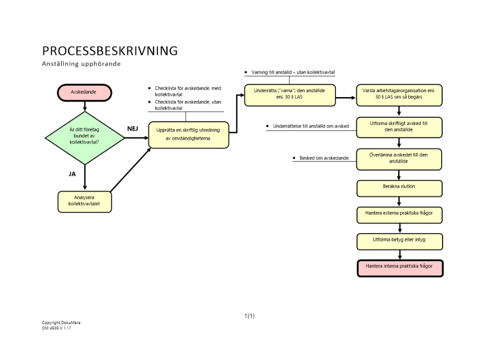 Processbeskrivning – Anställning upphörande - Avskedande