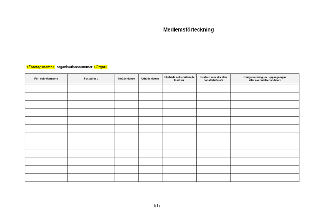 Medlemsförteckning i ekonomisk förening