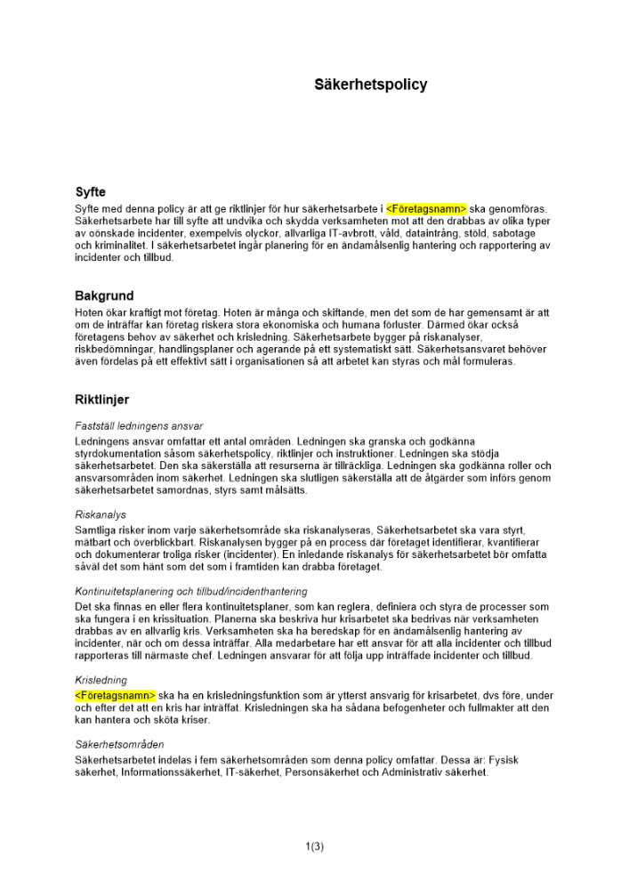 Säkerhetspolicy