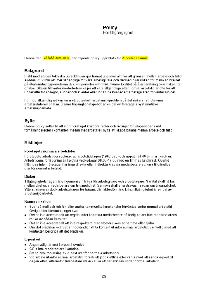 Policy för tillgänglighet