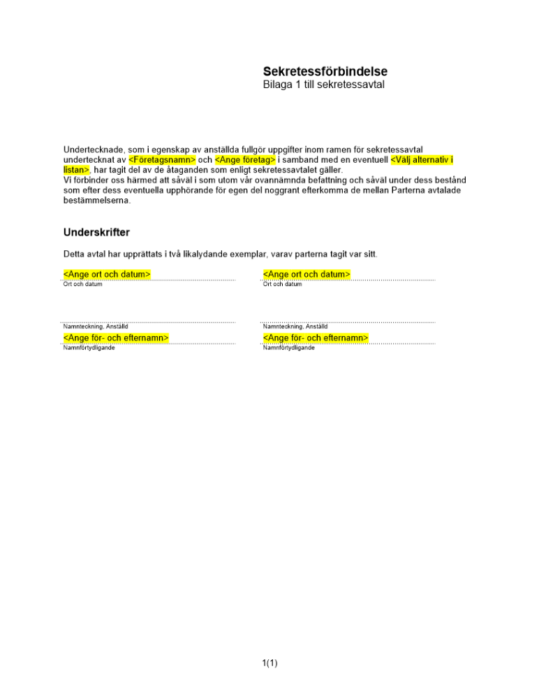 Sekretessförbindelse rörelseöverlåtelse