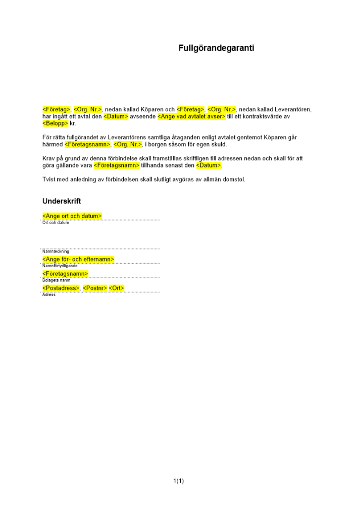 Fullgörandegaranti
