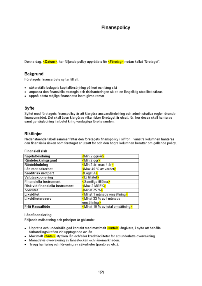 Finanspolicy
