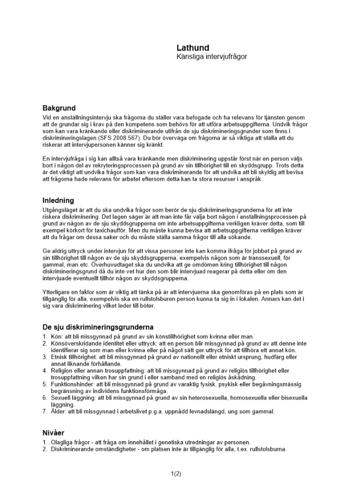 Lathund känsliga intervjufrågor