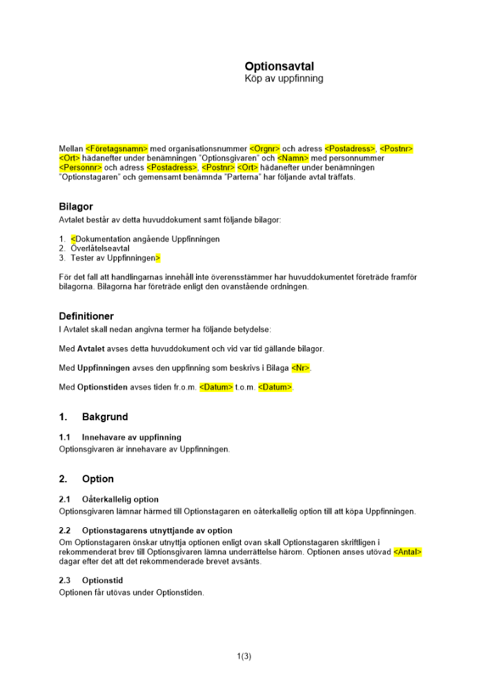 Option att köpa uppfinning