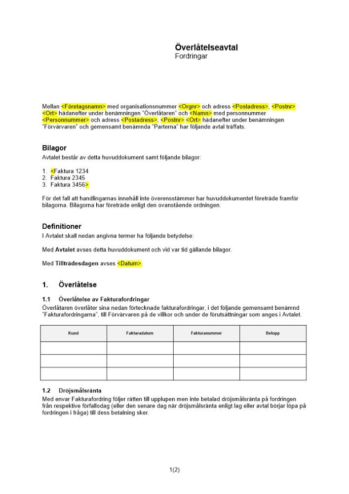 Överlåtelse av fordringar