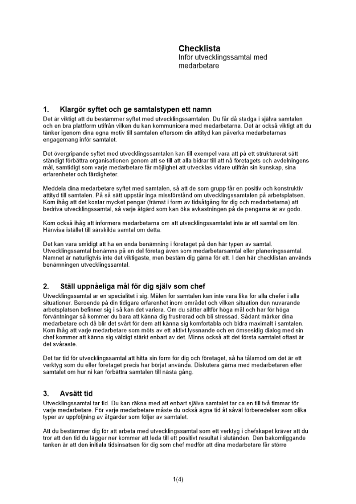 Checklista utvecklingssamtal