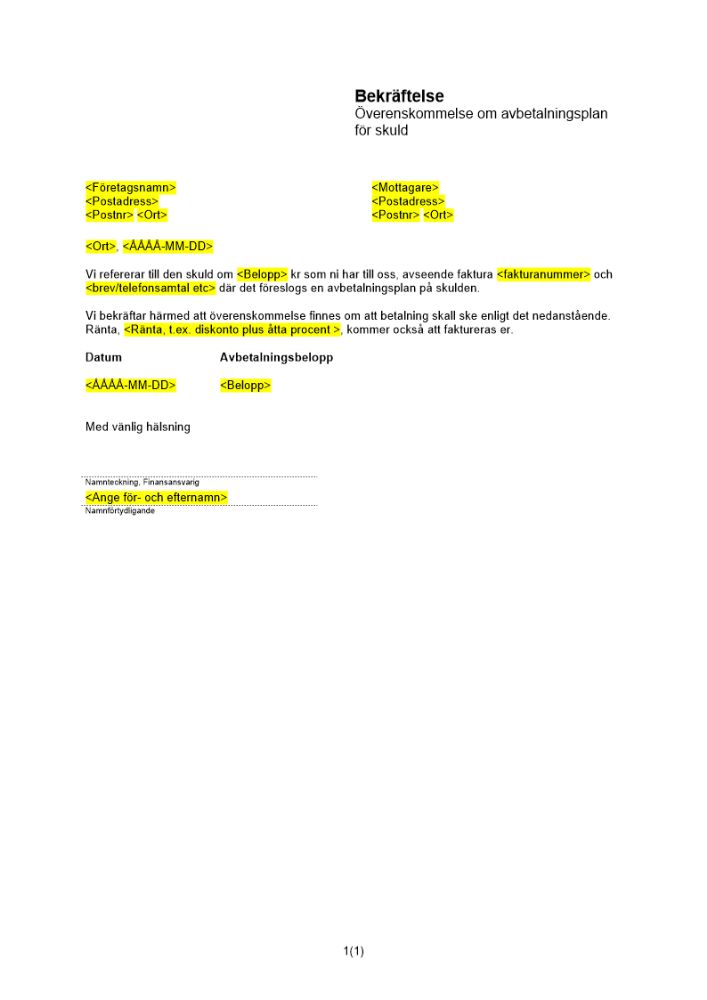 Godkännande av avbetalningsplan