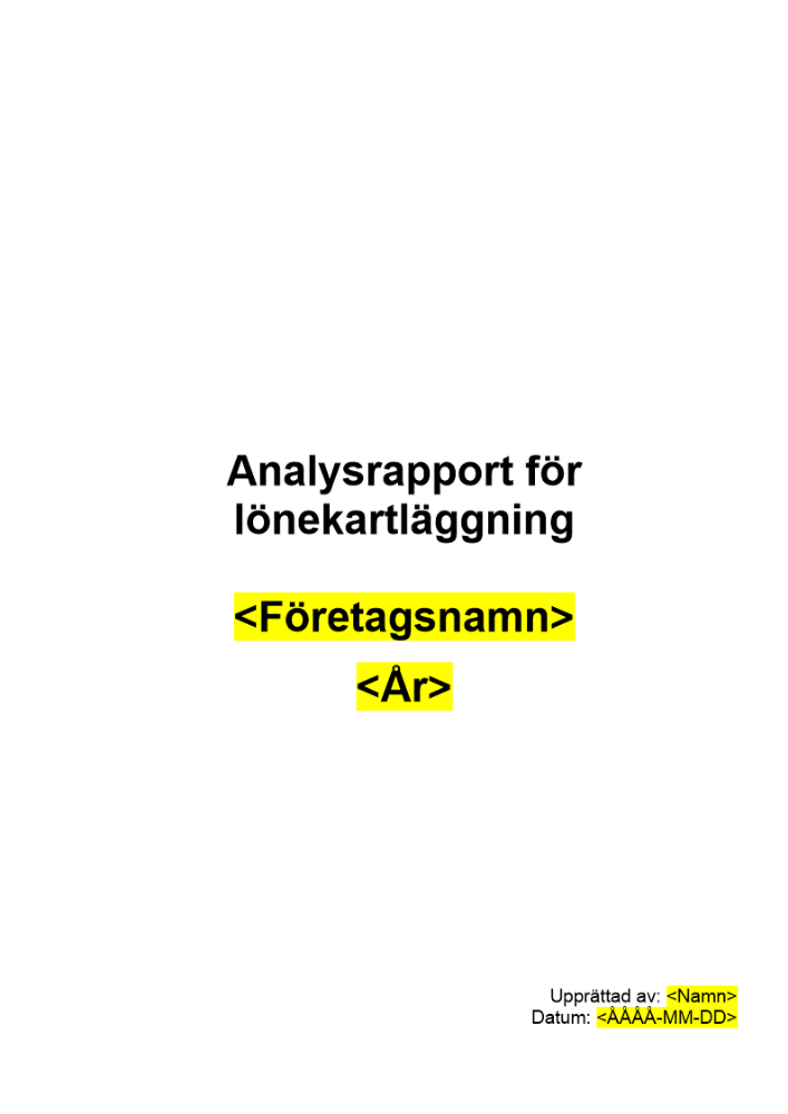 9. Analysrapport för lönekartläggning - Mall
