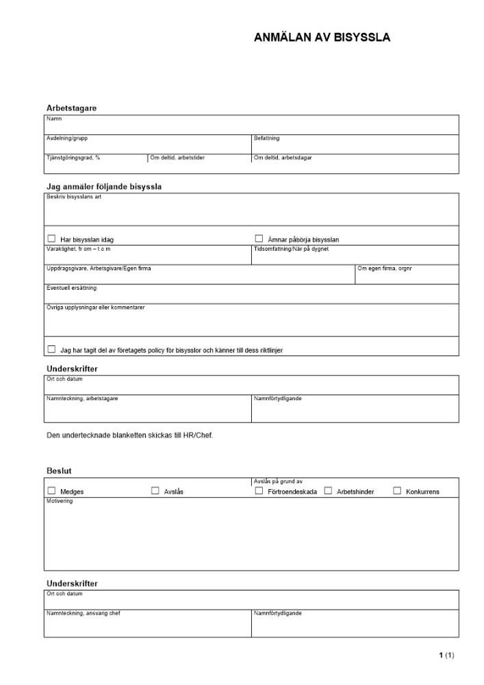 Anmälan av bisyssla