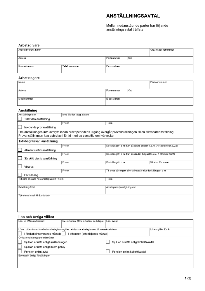 Anställningsavtal - Alla anställningsformer