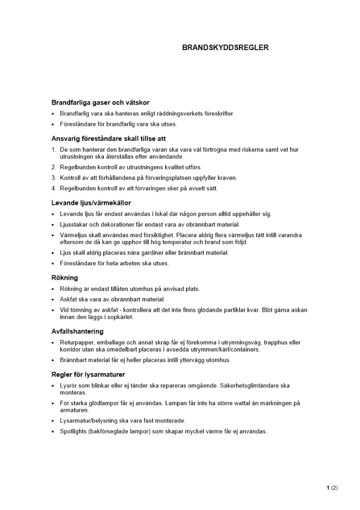 Brandskyddsregler