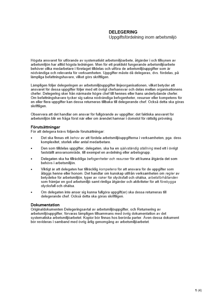 Delegering - Uppgiftsfördelning inom arbetsmiljö