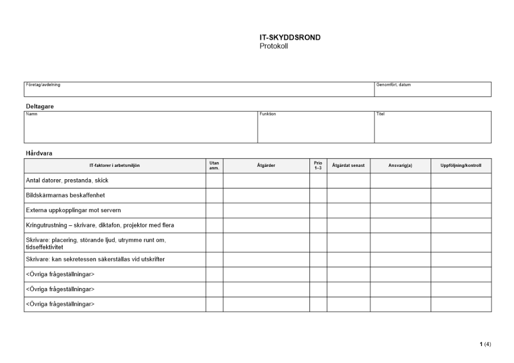 IT-Skyddsrond - Protokoll