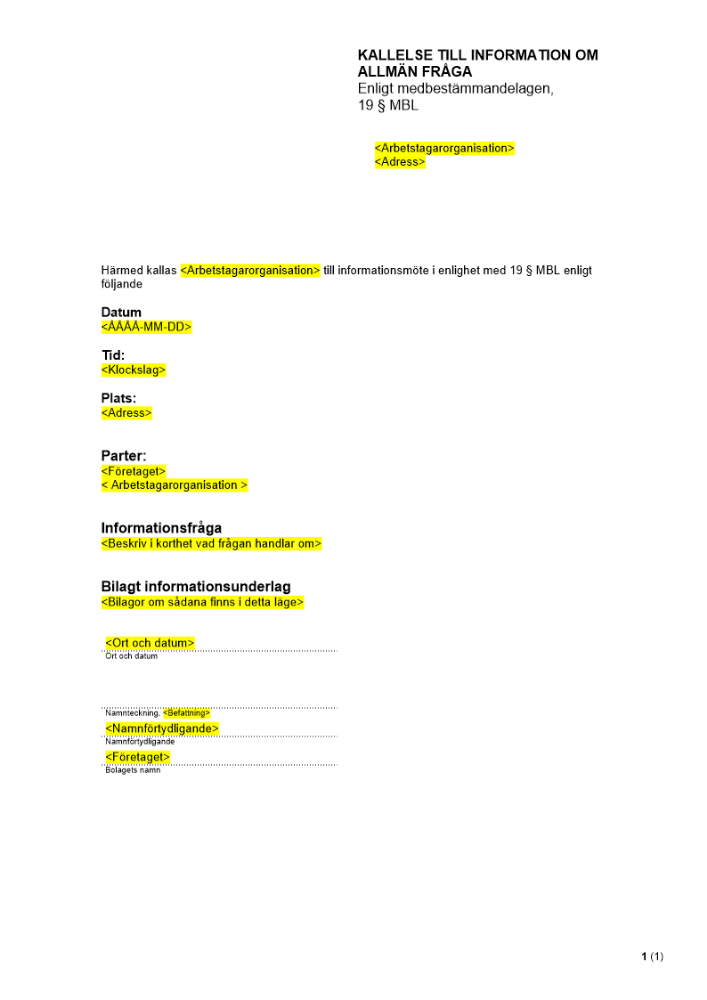 Kallelse till informationsmöte enligt MBL
