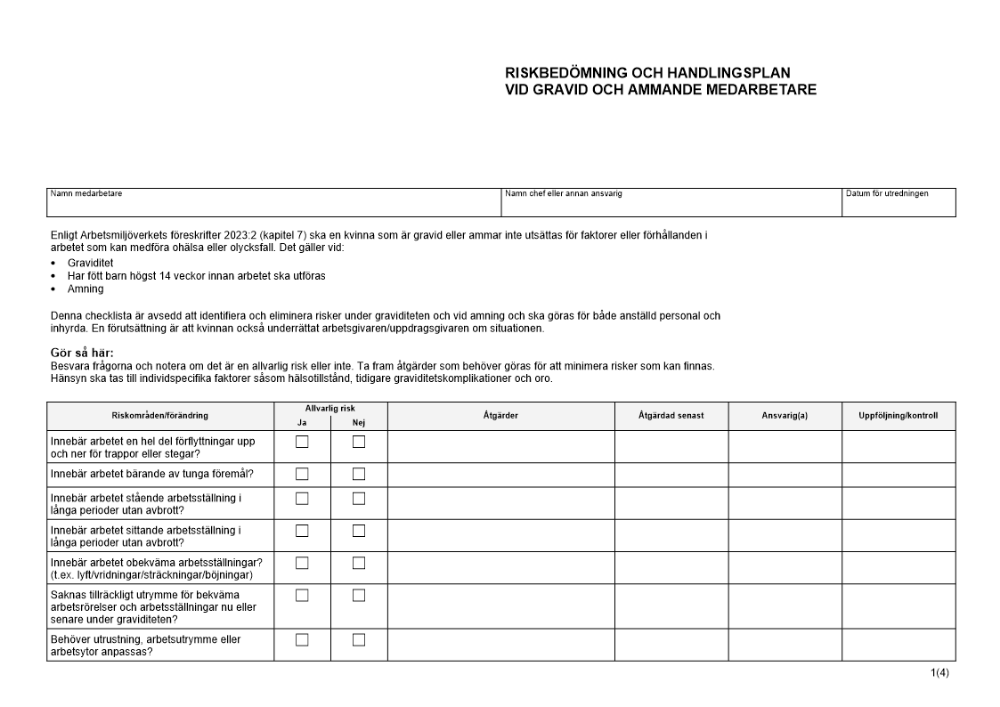 Riskbedömning vid graviditet och amning