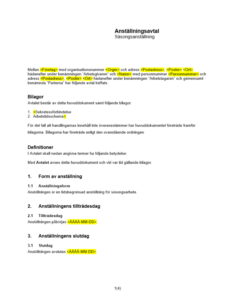 Anställningsavtal säsongsarbete