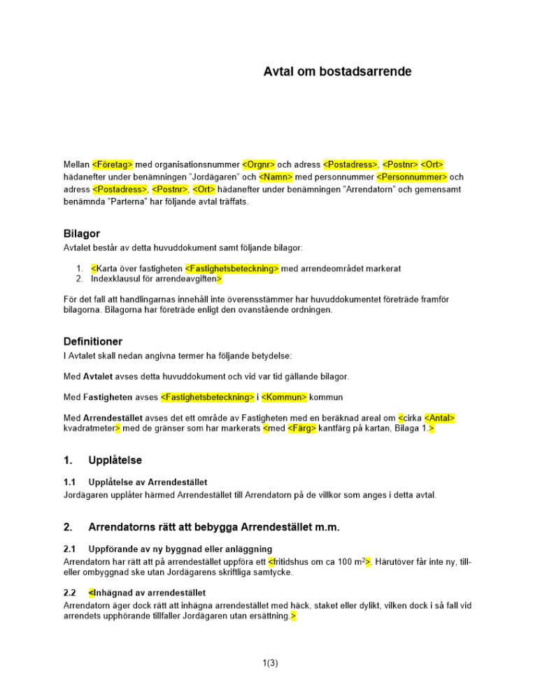 Avtal om bostadsarrende